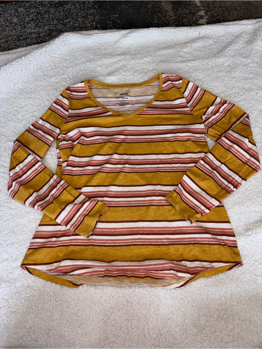 Striped Sonoma Long-Sleeve in Mustard and Rust M